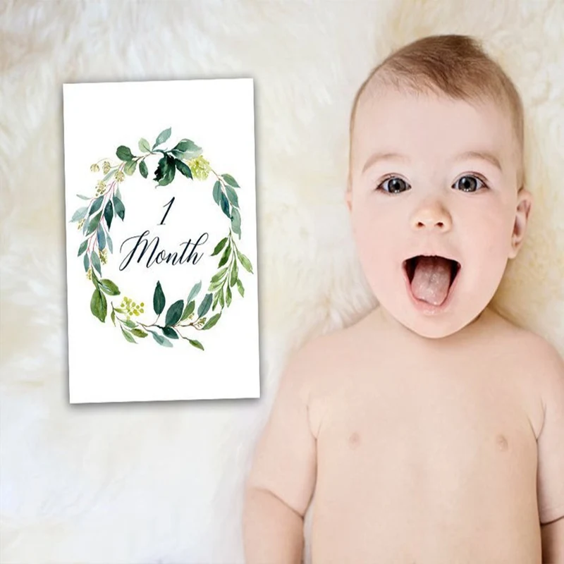 12 шт./компл. месяц карты для малышей на фотографии новорожденных футболка с забавным мультипликационным принтом «фотография карты наклейки