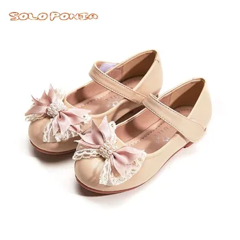 

Newest Autumn Girls leather shoes Children girls baby princess bowknot sneakers pearl diamond single Kids dance shoes A3831-18