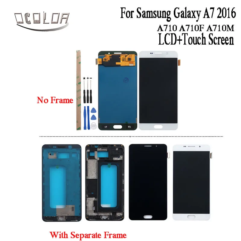 Ocolor для Samsung Galaxy A7 2016 A710 A710F A710M ЖК дисплей и сенсорный экран + отдельная рамка Amoled с