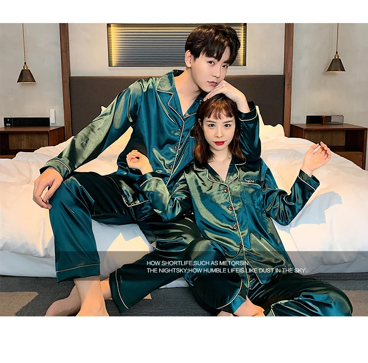 mens cotton pajama pants M-5XL Oversize Luxury Pajama Satin Silk Pajamas Set Couple Sleepwear Family Pijama Lover Night Suit Men Women Casual Homewear pink silk pajamas