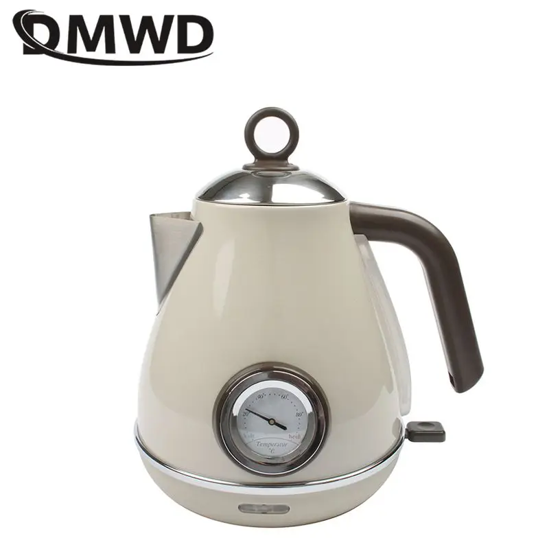 DMWD 1.7L Retro Electric Kettle Household Water Boiler Mini Coffee Pot  Heater Stainless Steel Coffee Pot With Temperature Meter - AliExpress
