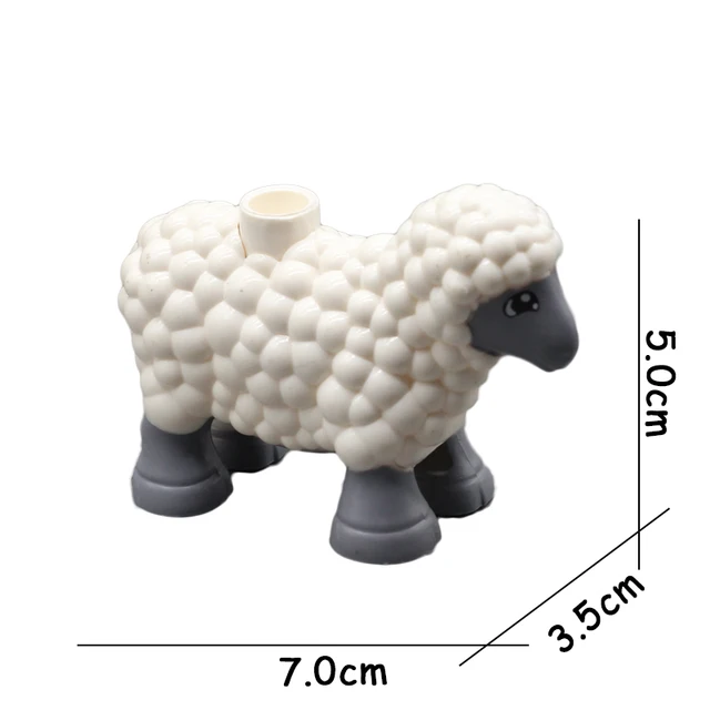 Big Size Building Blocks Animal Accessories Farm Figures Pig Rabbit Chicken Duck Dog Cat Bird horse Cow Sheep DIY Toys Gifts Gray Sheep