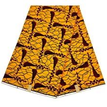 Хлопок африканская DIY ткань Нигерия, Анкара настоящий голландский воск для платья африканская оранжевая набивная ткань