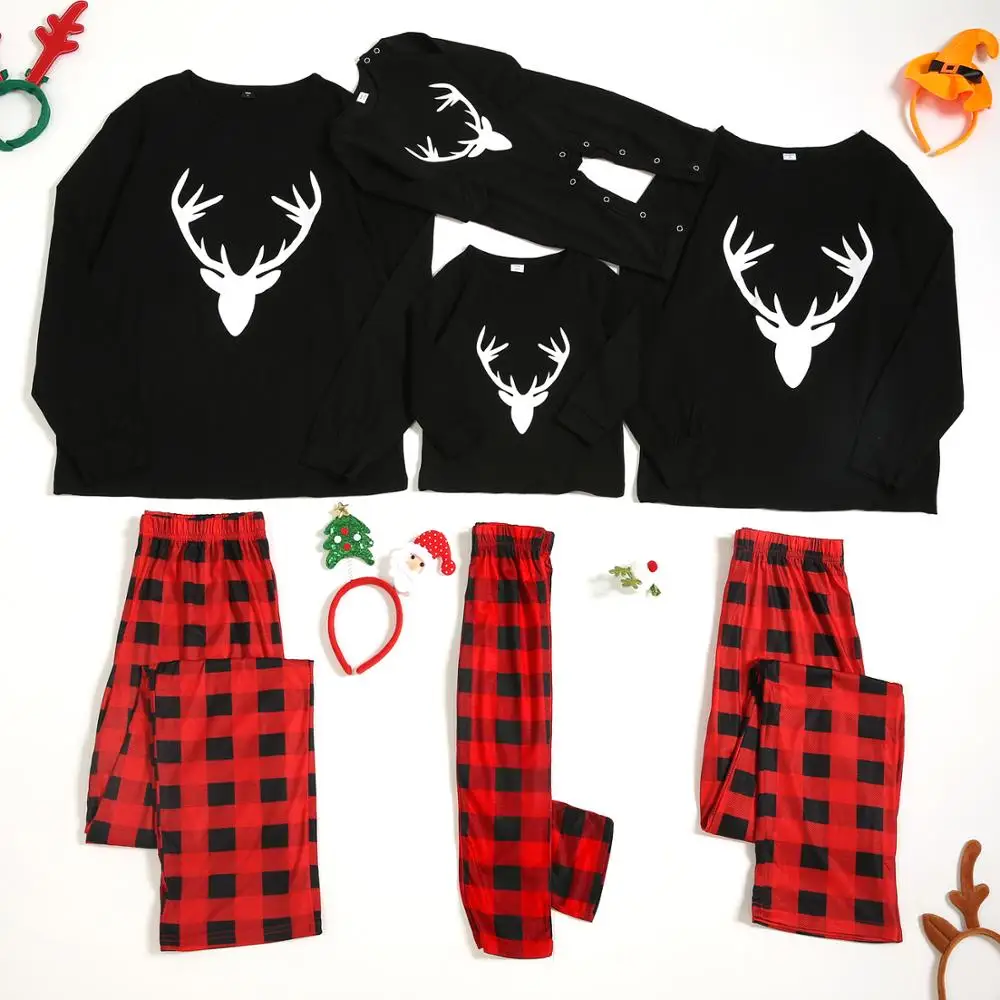 2020 осень зима Familie Bijpassende Kleding Pyjama Pak Kerst Kostuum наряд Look Moeder En Dochter | Мать и ребенок