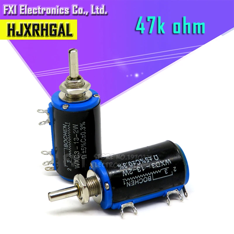2 шт. WXD3-13-2W 47K Ом WXD3-13 Вт Поворотный многооборотный потенциометр с проволочной