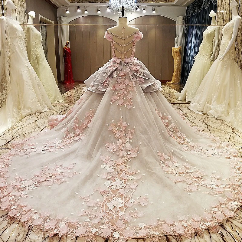 Великолепные Длинные платья для выпускного вечера с цветочным шлейфом Розовое Бальное платье vestidos de gala брачный кафтан женское элегантное Пышное Платье