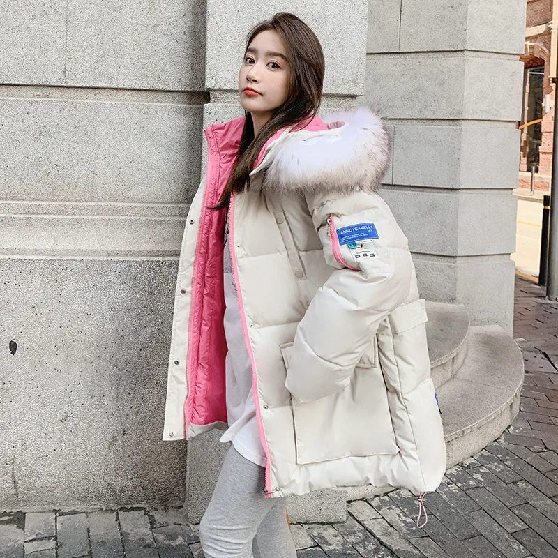 Winter 2021 New Loose Parkas Thick Hooded Cotton Padded Jacket Female Warm Fashion Coat Casual Outwear
