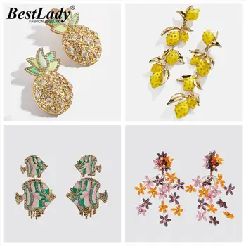 

Best Lady BA Summer Lemon Drop Earrings for Women Bohemian Luxury Crystal Pina Fruit Stud Earrings Wedding Party Wholesale Gifts