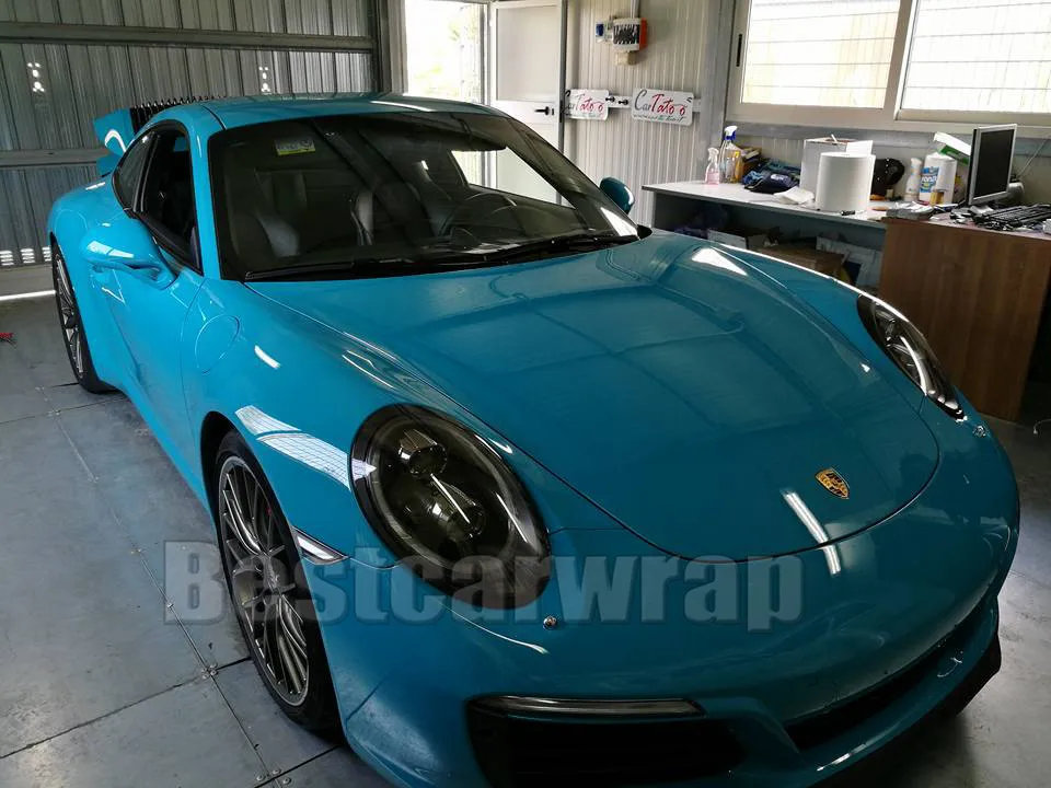 3M quality Gloss Miami blue Vinyl Wrap whole Car wrap covering Air Bubble Free / initial Low tack glue PROTWRAPS 1.52x18m |