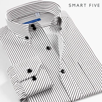 

Dad Shirt Long Sleeve Pure Cotton Stripes Shirt Business Leisure Simple Autumn Inside Build Shirt Slim Fit