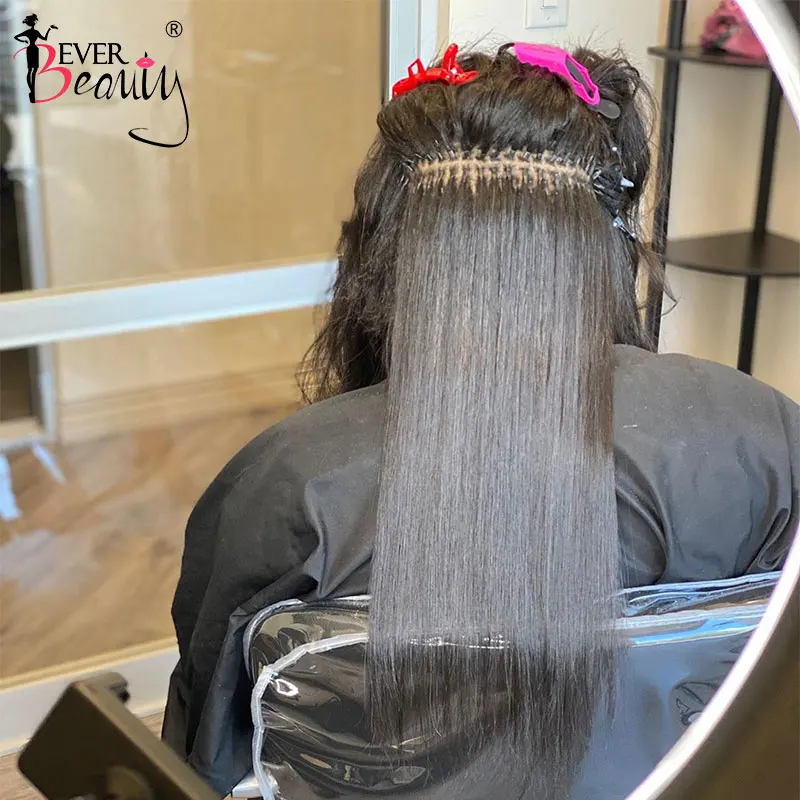 Extensiones de Cabello brasileño virgen para mujeres negras, pelo liso con punta I, Microlinks