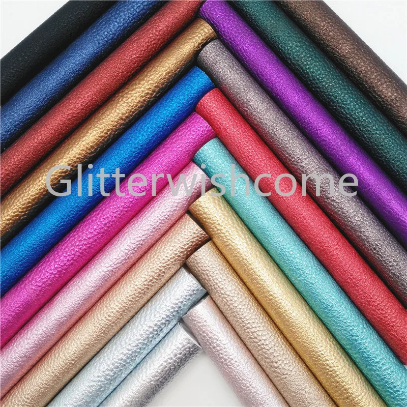 

Glitterwishcome 21X29CM A4 Size Vinyl For Bows Litchi Metallic Faux Leather Fabric, Synthetic Leather Sheets for Bows, GM573A