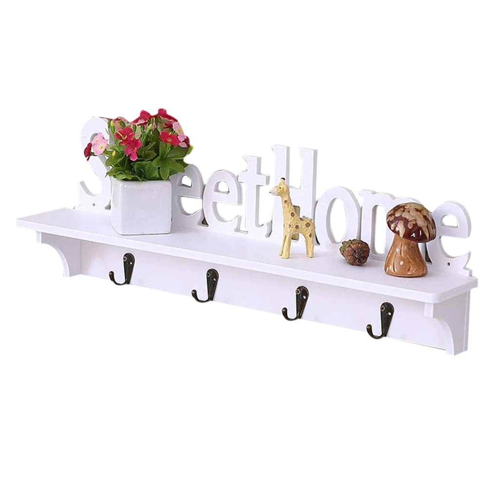 Storage Rack Sweet Home Wall Mounted Creative Hanger Shelf for Coat Hat Clothes Key Living Room Kitchen Bedroom #20 | Дом и сад