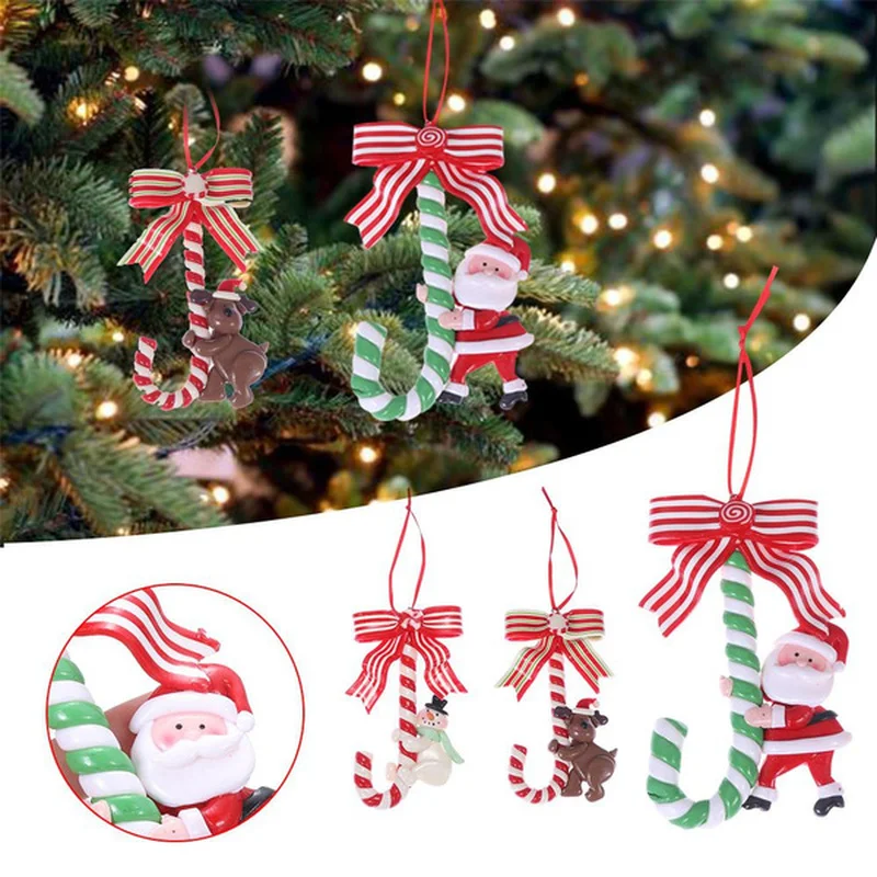 

Christmas Candy Cane Ornament Santa Claus Snowman Elk Christmas Tree Hanging Pendant Decoration for Navidad New Year Home Decors