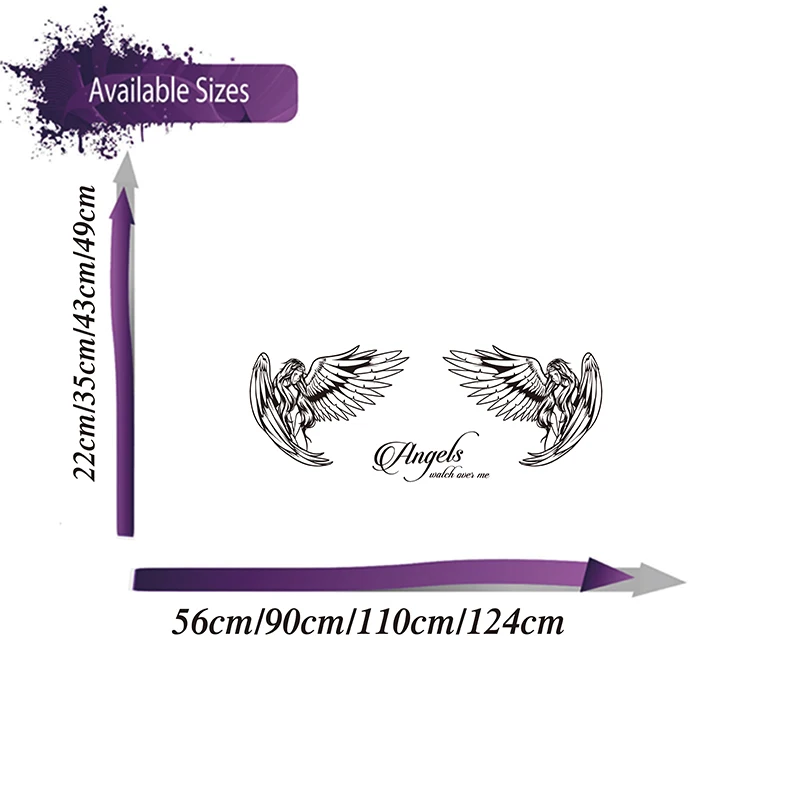 Modern Angel Angels Watch Over Me Wing Wall Sticker Bedroom Living Room Cartoon Angel Wing Family Love Quote Wedding Wall Decal  (1)