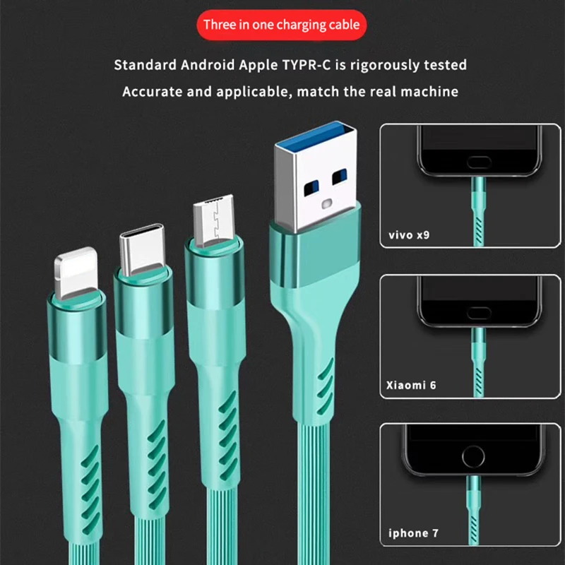 1,2 м три в одном USB кабель для Iphone TYPE C Android микро мобильный телефон дата линия Мини usb для samsung xiaomi всех смартфонов