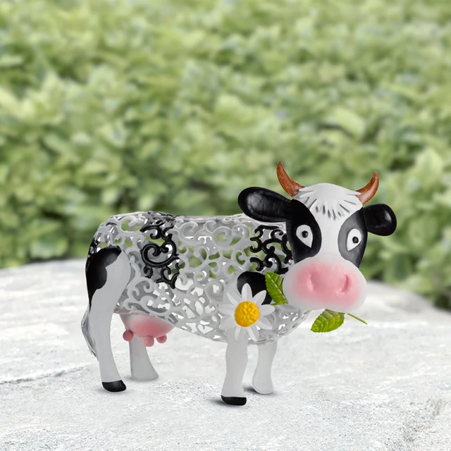 LED Solar Light Resin Daisy Cow /Cat Craft Waterproof Outdoor