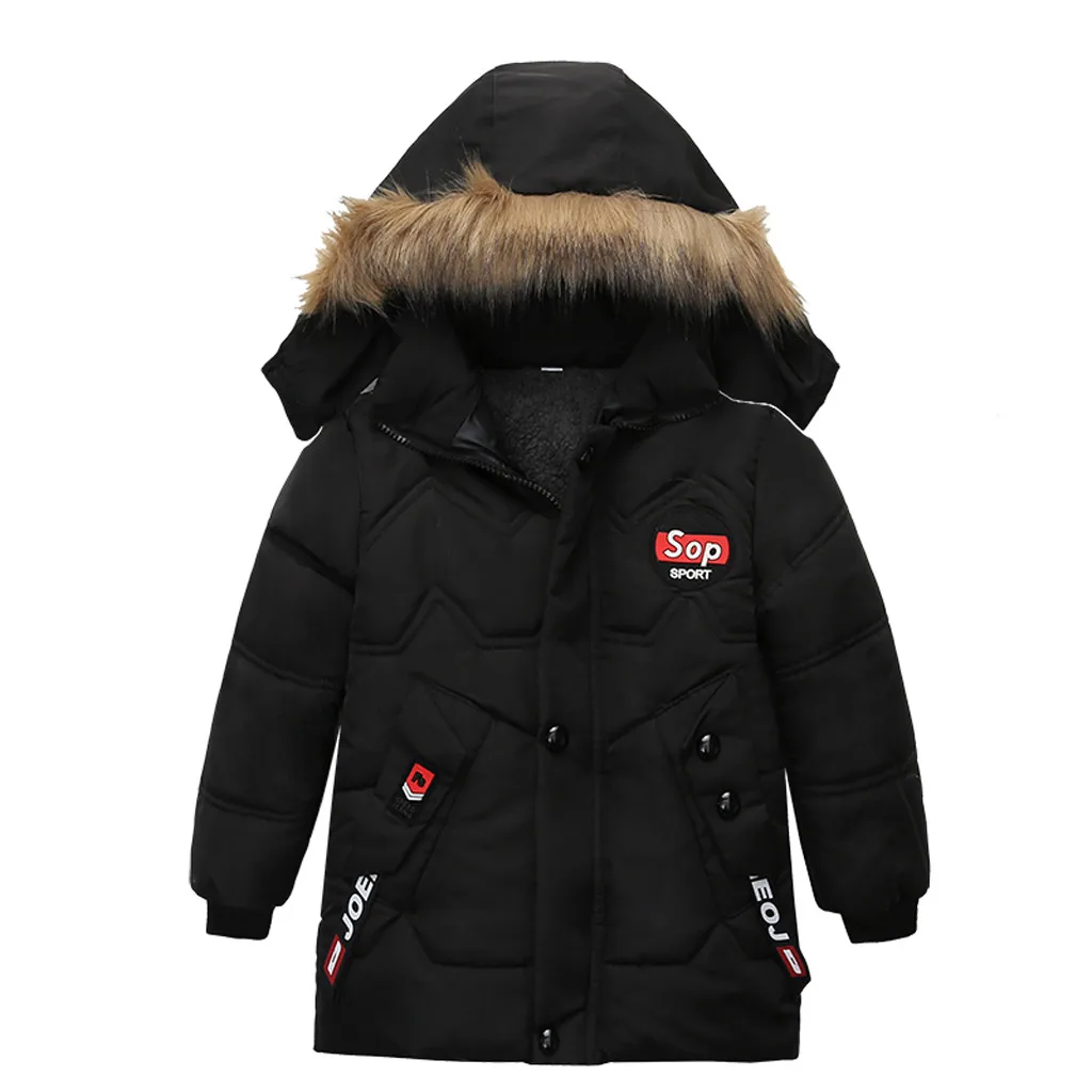 Детская куртка для мальчиков г. Осенне-зимняя куртка для мальчиков, Детская куртка детская теплая верхняя одежда с капюшоном для мальчиков, пальто, одежда От 2 до 5 лет - Цвет: Черный