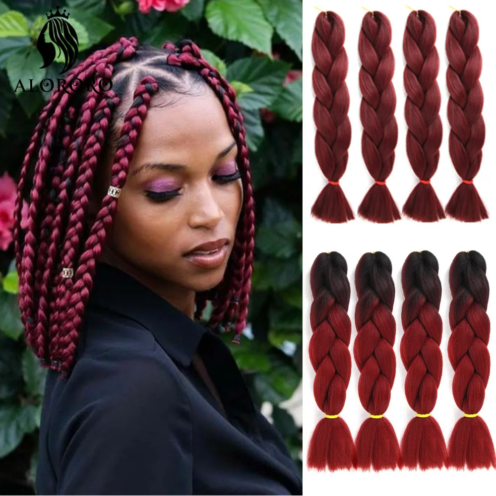 

Alororo Ombre Braiding Hair Synthetic Afro Hair Extension for Braids 24 Inches Heat Resistant Jumbo Braid Hair