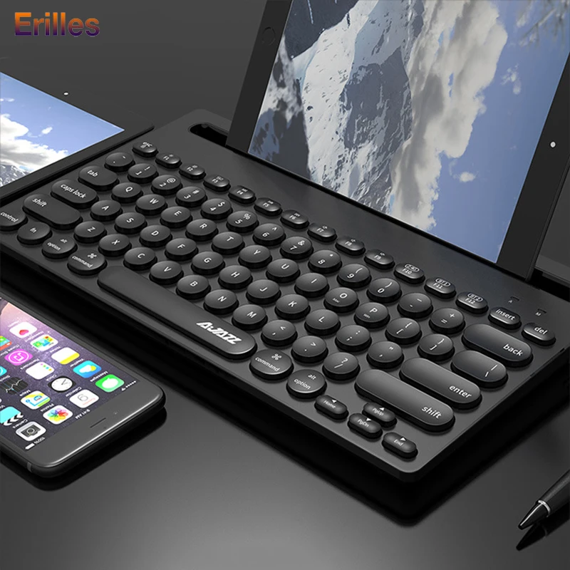 

PC Phone Tablet Keyboard for Mac/iPad/iPhone Bluetooth Keyboards Round Keycap Mini Portable 2.4g usb Keyboard for Windows 10 8