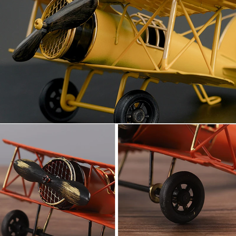 Retro Metal Plane Model Crafts Living Room Bedroom Ornament Iron Airplane Figurines Home Decoration Accessories Gift airplane model
