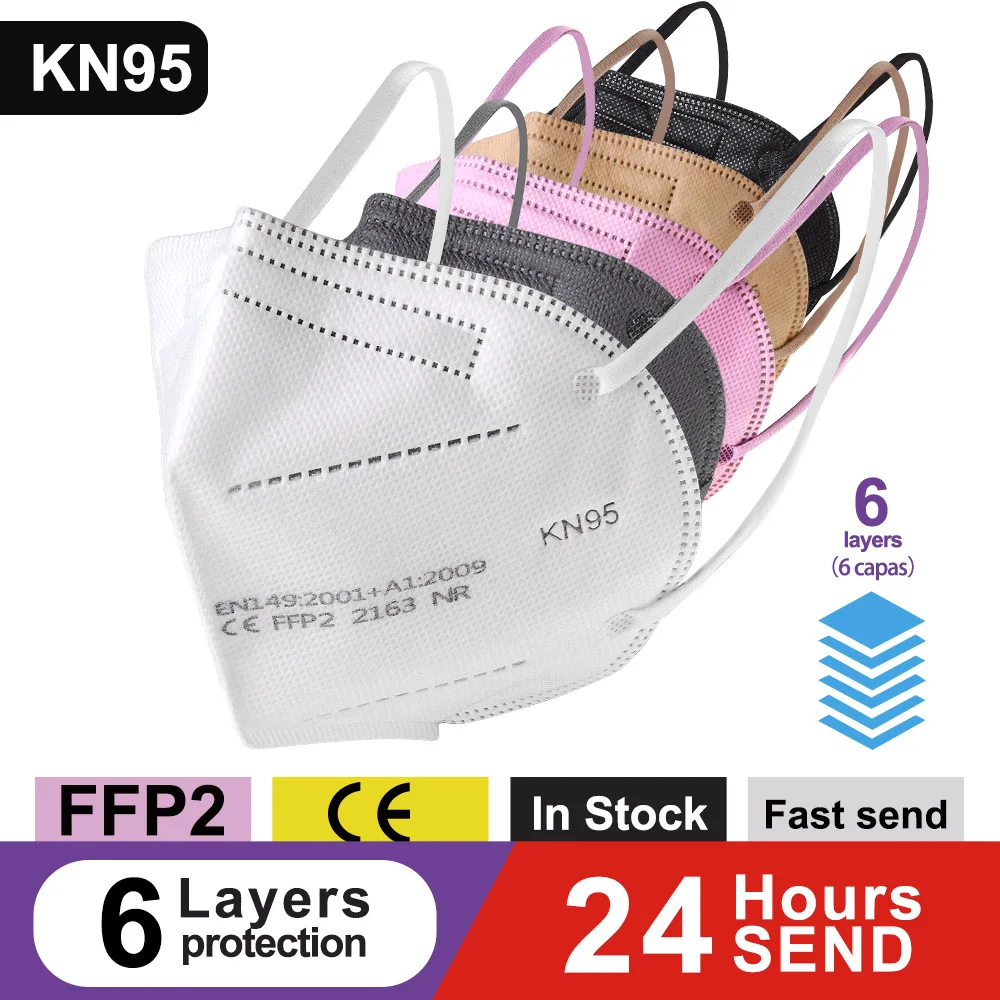 Mascarilla ffp2ce ffp2reutilizable de 6 capas, máscara protectora para la boca, fpp2, mondkapjes, kn95, certificada