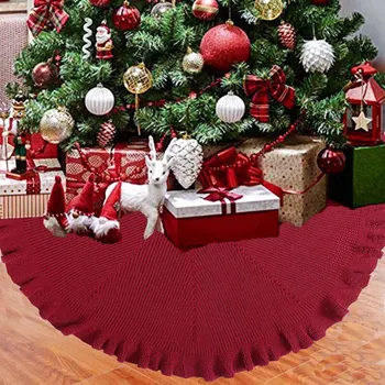 

Folded Curly Side Tree Skirt Christmas Knitted Tree Skirt Christmas Supplies Tree Bottom Apron