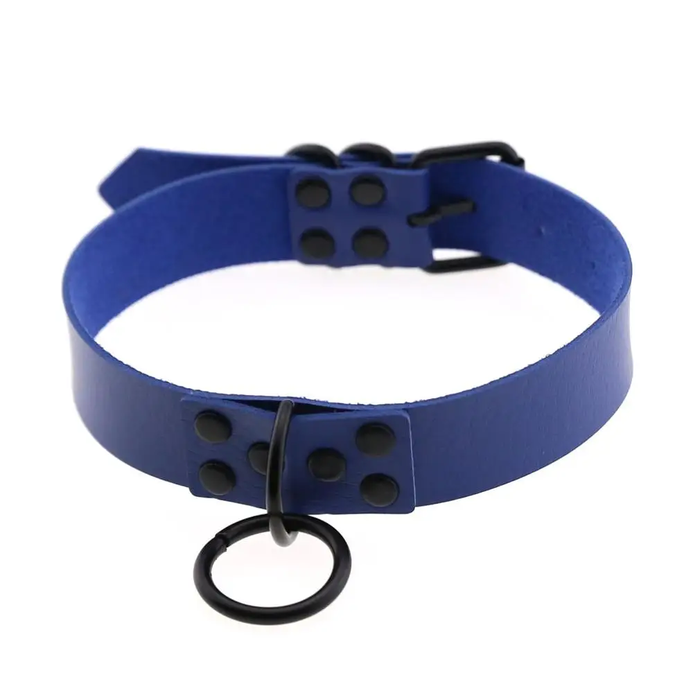 Royal blue Сексуальный панк-чокер, ошейник, кожаный чокер, связывание, косплей, готическое украшение для женщин, готическое ожерелье, Harajuku, аксессуары, баров, подарок для девочек - Окраска металла: Royal blue