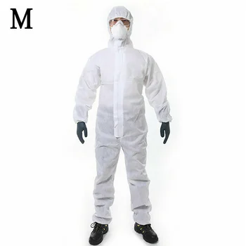 

Protective Suit Elastic Waist Ankle Disposable Coveralls White Boilersuit Hood Painters Protective Overalls Suit Protector