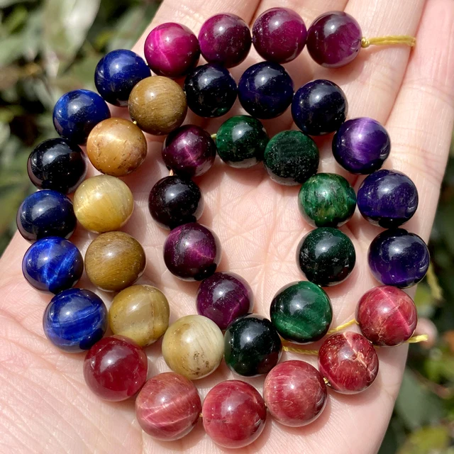 Natural Stone Beads 4-10mm Aquamarines Lava Opal Rose Quartzs Tiger Eye Moonstone Round Beads for Jewelry Making Diy Bracelet 7 Chakra Tiger Eye