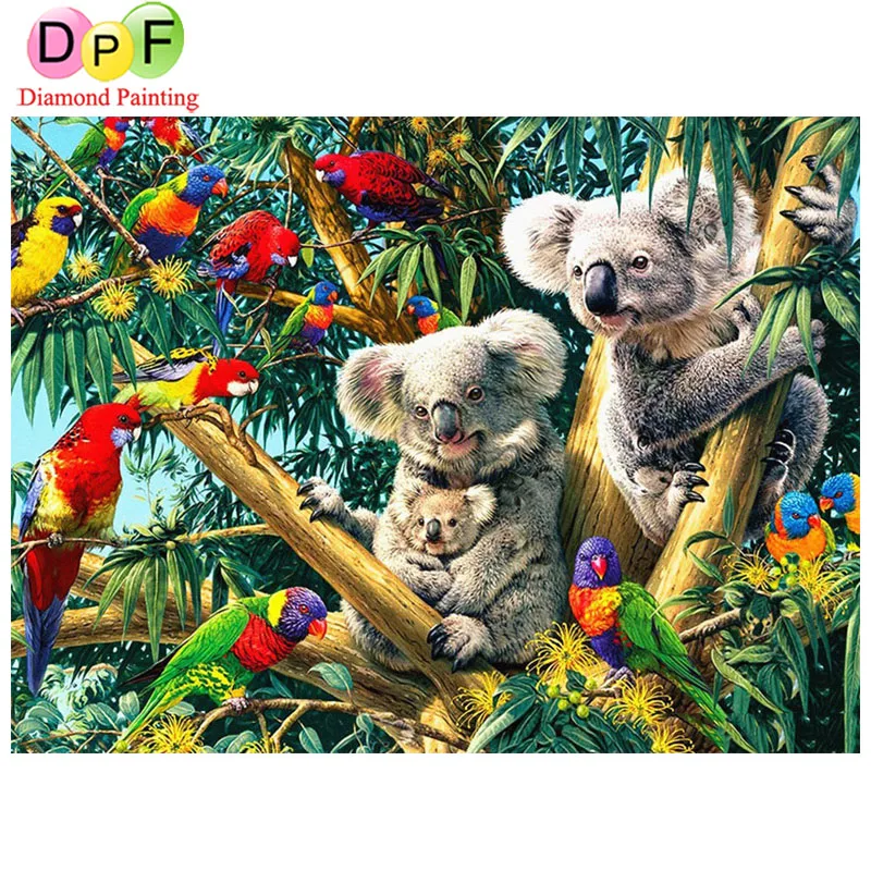 

DPF 5D Diamond Painting Diy square Full Cross-stitch "Parrot tree" Diamond Painting Embroidery mosaic home decoration painting