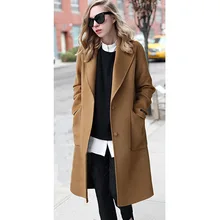Большие размеры 5XL Женское пальто из шерсти Новые Длинные свободные дикие пальто женские осенне-зимние модные тонкие в английском стиле карманные пальто