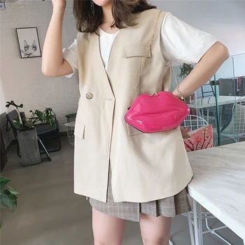 

Mnycxen Girls Mini Messenger Bag Chain Shoulder Bag Cute Lips Design PVC women Cross Body Bag for Women Handbag bolsos A20