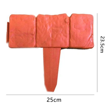 

New 10Pc Orange Red Garden Fence Edging Cobbled Stone Effect PP Lawn Edging Plant Border Decorations Flower Bed Border