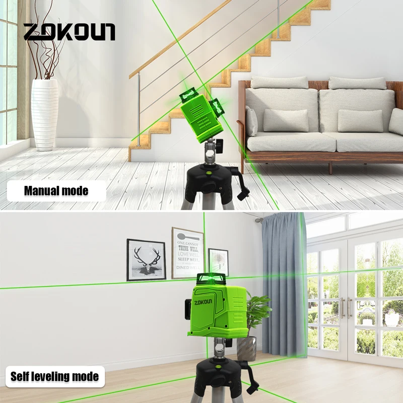 ZOKOUN 12 линий 3d самонивелирующиеся зеленые линии лазерный уровень точный