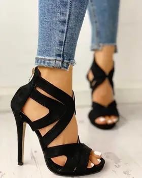 

Hollow Out Thin Heeled Sandals peep toe high heeled