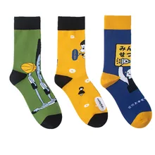 3 pcs quality Neutral pair Lovers socks thin Japanese cartoon style cotton man stink prevention hosiery seamless 40cm