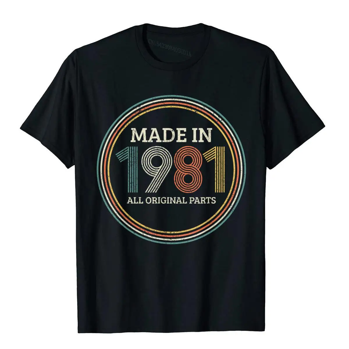 Mens 40th Birthday Funny Gift Retro Vintage 1981 Original Parts T-Shirt__B5806black