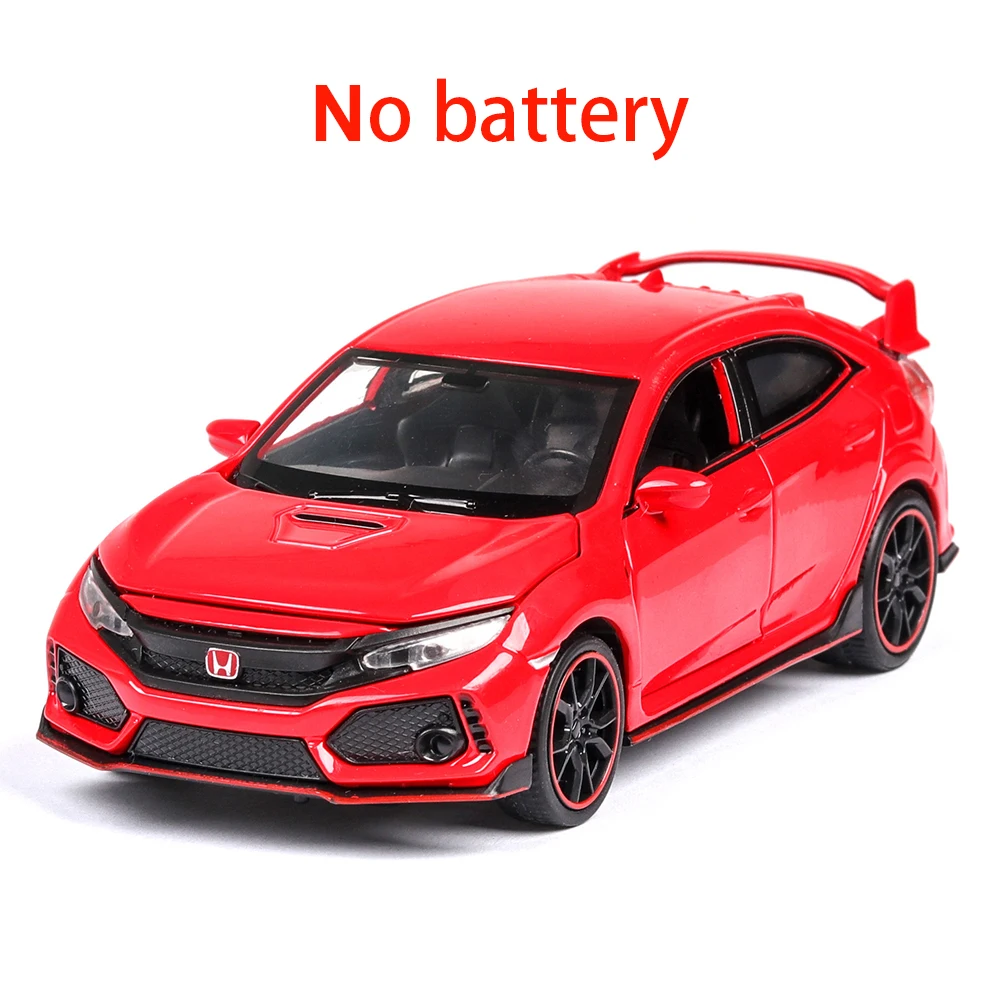 1:32 Civic TYPE-R Diecasts машинки, игрушечный автомобиль, модель автомобиля со звуком, светильник, коллекция, игрушки для мальчиков, подарки для детей - Цвет: Red-box-No Battery