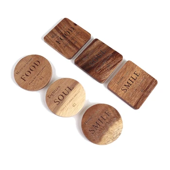 

6Pcs Mug Coaster Round Square Wood Cup Coaster Table Mat Kitchen Placemat Cup Pads Glass Teapot Drink Coasters Table Accessories