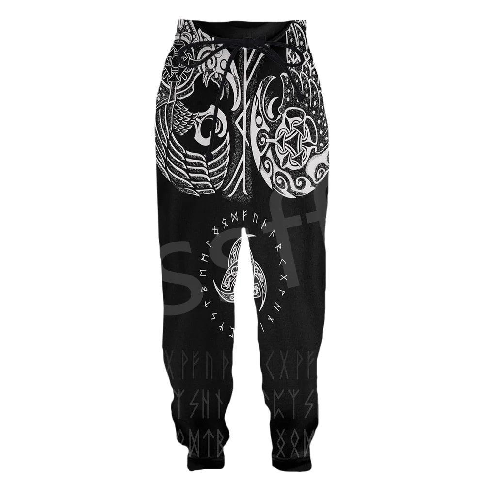 tessffel newfashion vikings deus odin guerreiros símbolo tatuagem harajuku casual engraçado calças de moletom jogger