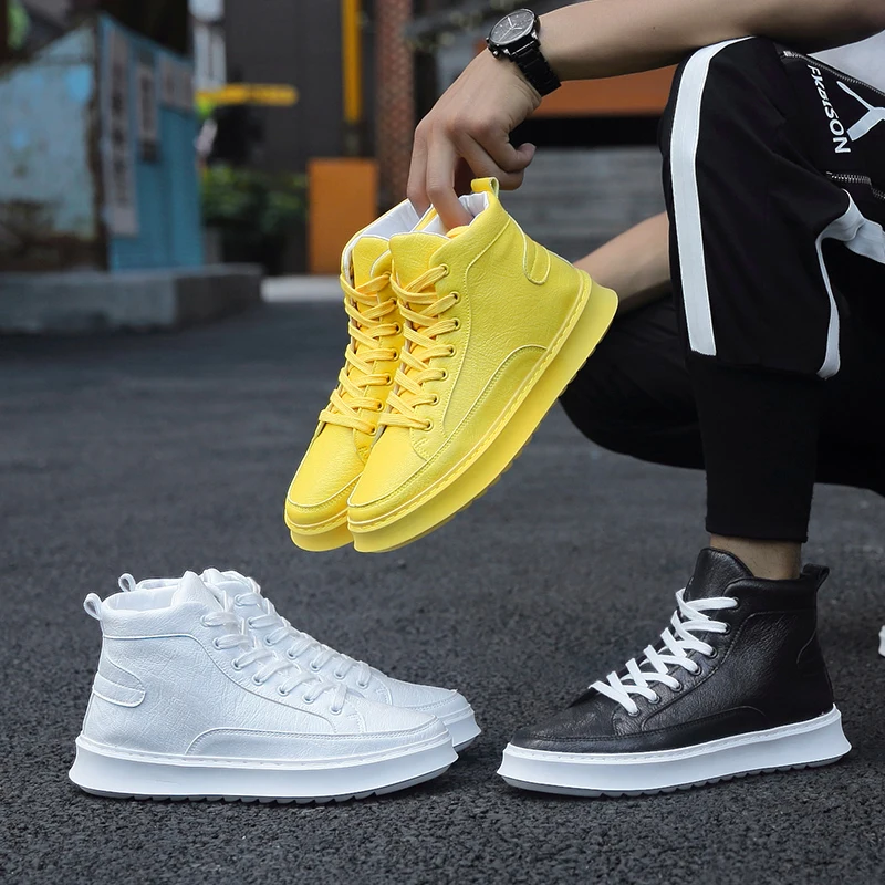 Мужская трендовая обувь высокие кроссовки без шнуровки повседневная на шнуровке