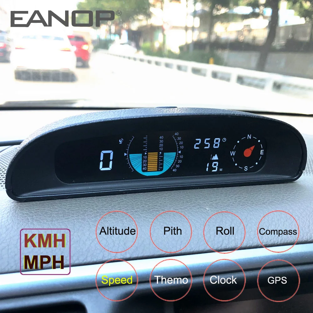 Najtaniej EANOP GH200 gps hud samochodowy wyświetlacz head up prędkościomierz inklinometr Pitch Automotive monitor napięcia kompas wysokość dla Universal