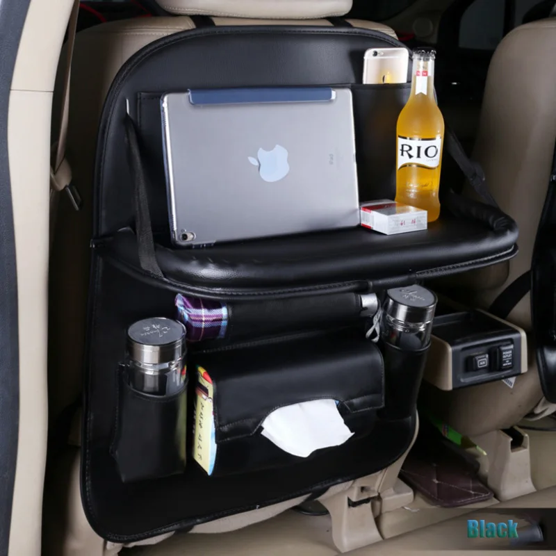 

PU Leather Pad Bag Car Organizer Back Seat Car Storage Organizer Foldable Table Tray Travel Storage Bag Auto Accessories