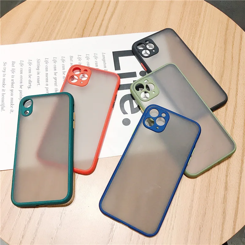 Camera Protection Bumper Phone Cases For iPhone 11 Pro Max XR XS X 8 7 6 6S Plus Matte Translucent Shockproof Back Cover | Мобильные