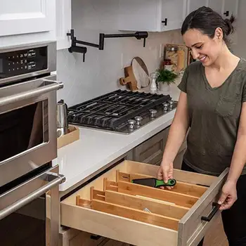

Telescopic Drawer Divider Wooden Storage Drawer Divider Storage Organizer Divider Cabinet Adjustable Grid Kitchen Board Div T2Y3