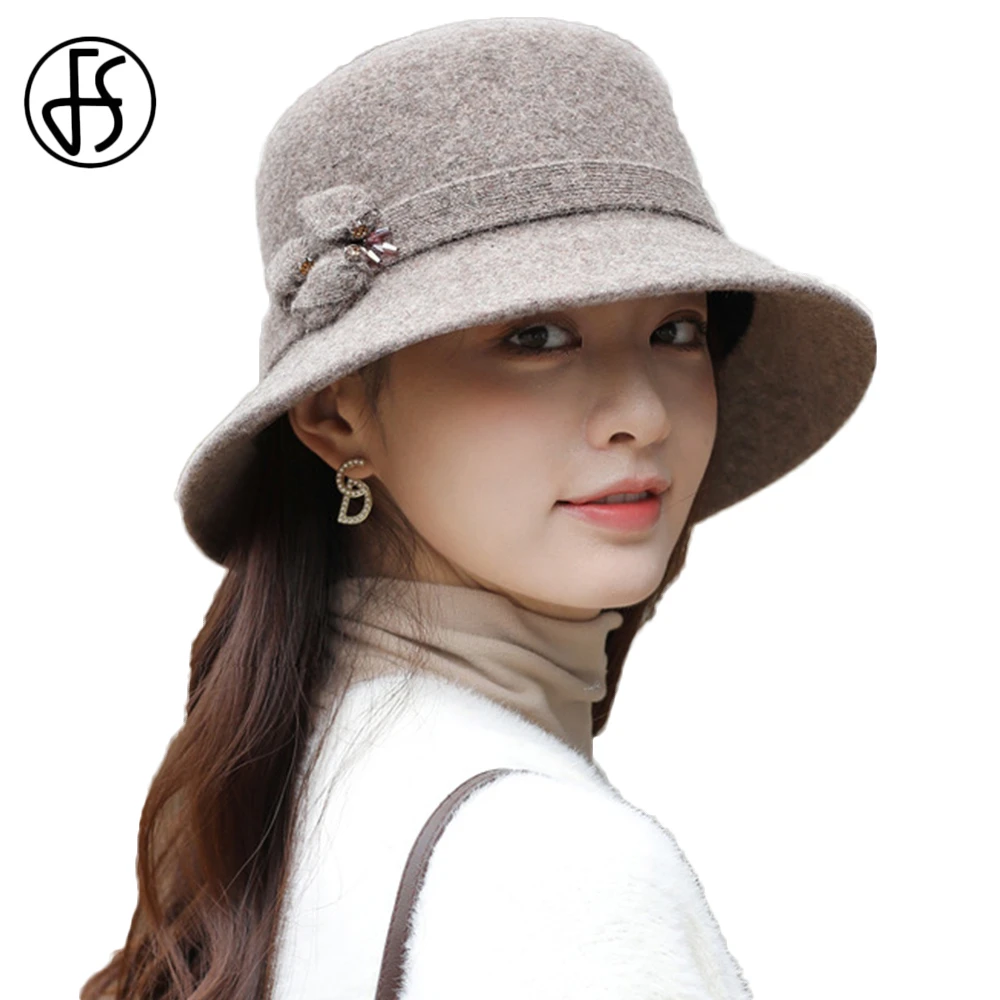 FS sombreros de fieltro de lana para sombrero de lavabo tipo Fedora, plegable, con cinturón de lana|Sombrero de cubo para mujer| - AliExpress