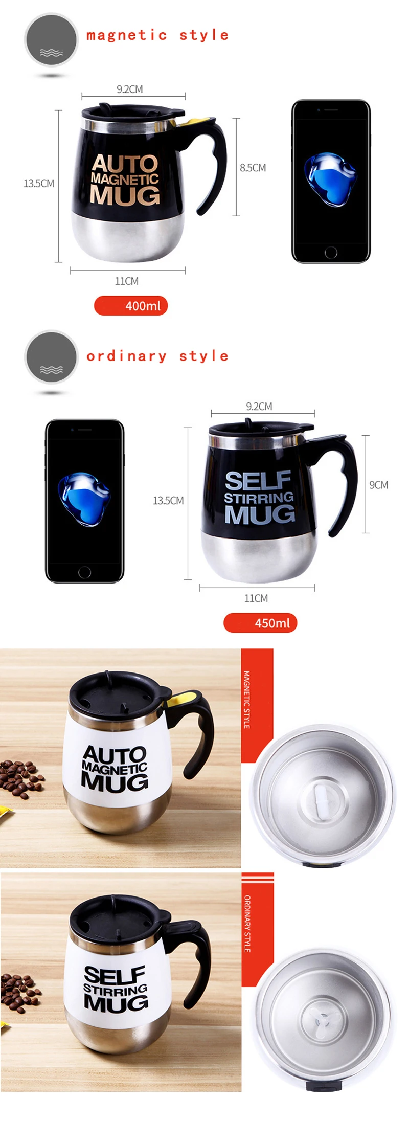 New Automatic Self Stirring Magnetic Mug Creative Stainless Steel Coffee Milk Mixing Cup Blender Lazy Smart Mixer Thermal Cup