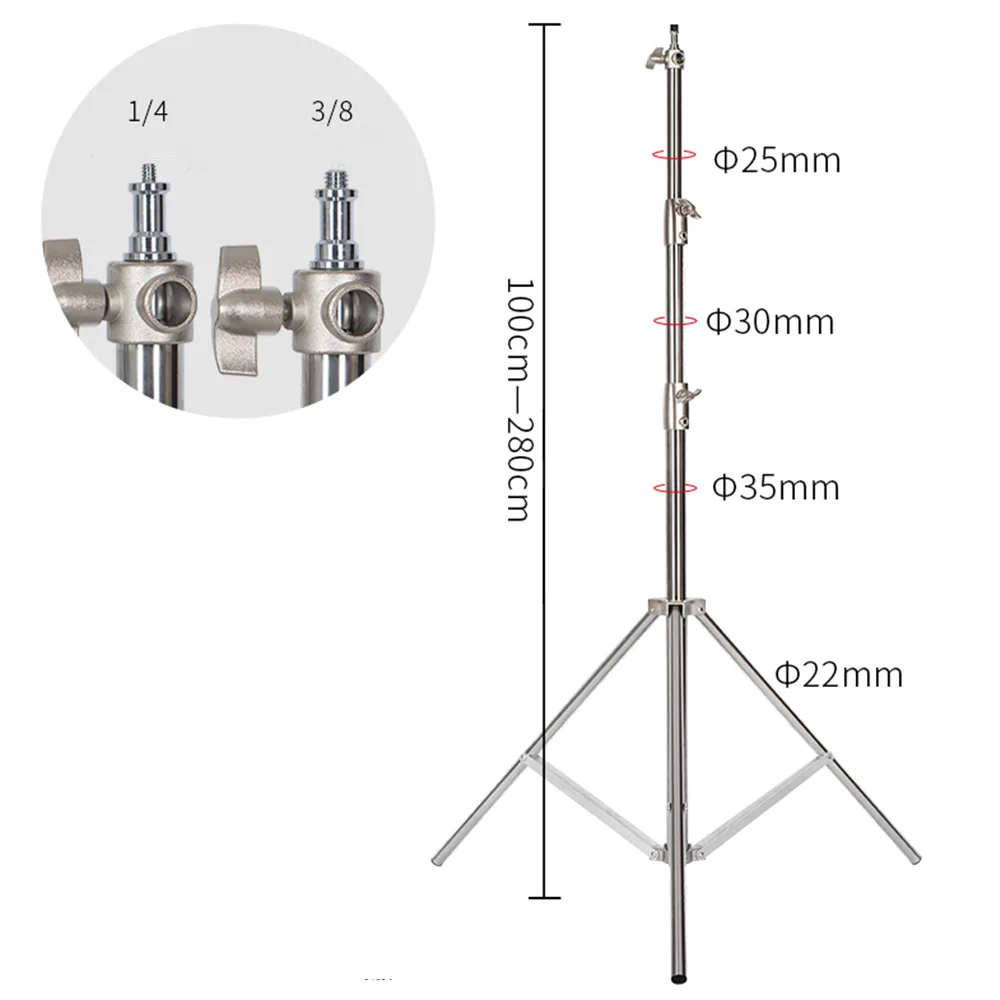 2/2.9M Tripod Super Stable Big Tripod Foldable Light Stand Lifting Frame Wheels Photography Softbox Photo Studio Stainless Steel — view 5