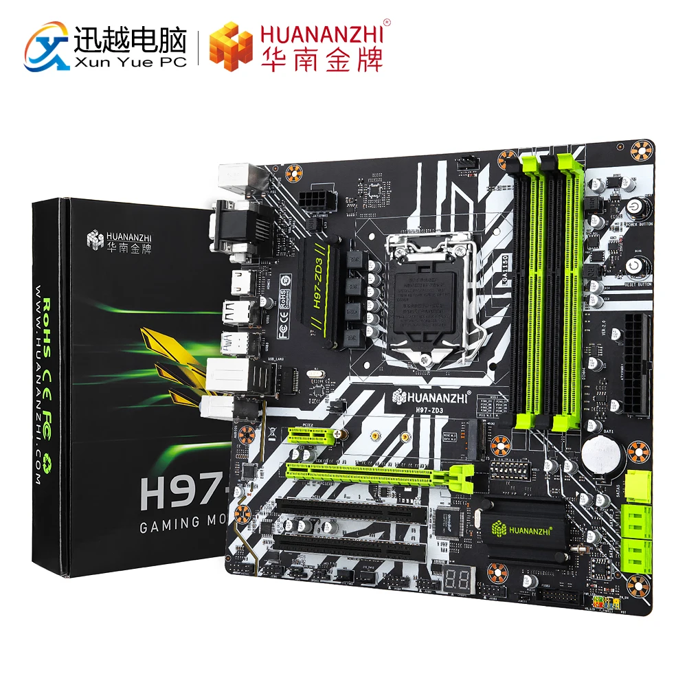 

HUANANZHI H97-ZD3 Motherboard For Intel H97 Z97 LGA 1150 Non-ECC/REG DDR3 1600MHz 32GB M.2 NVME NGFF VGA DVI HDMI MATX Mainboard